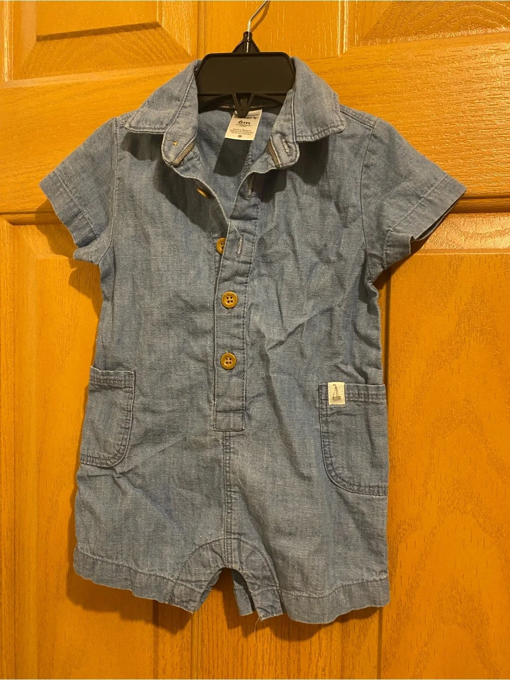 Carter's Light Blue Short Sleeve Denim Romper